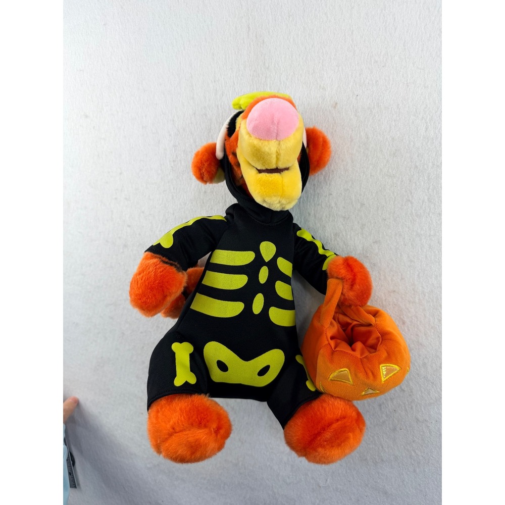 Disney Winnie the Pooh Tigger Halloween Skeleton Costume Plush Pumpkin Bucket